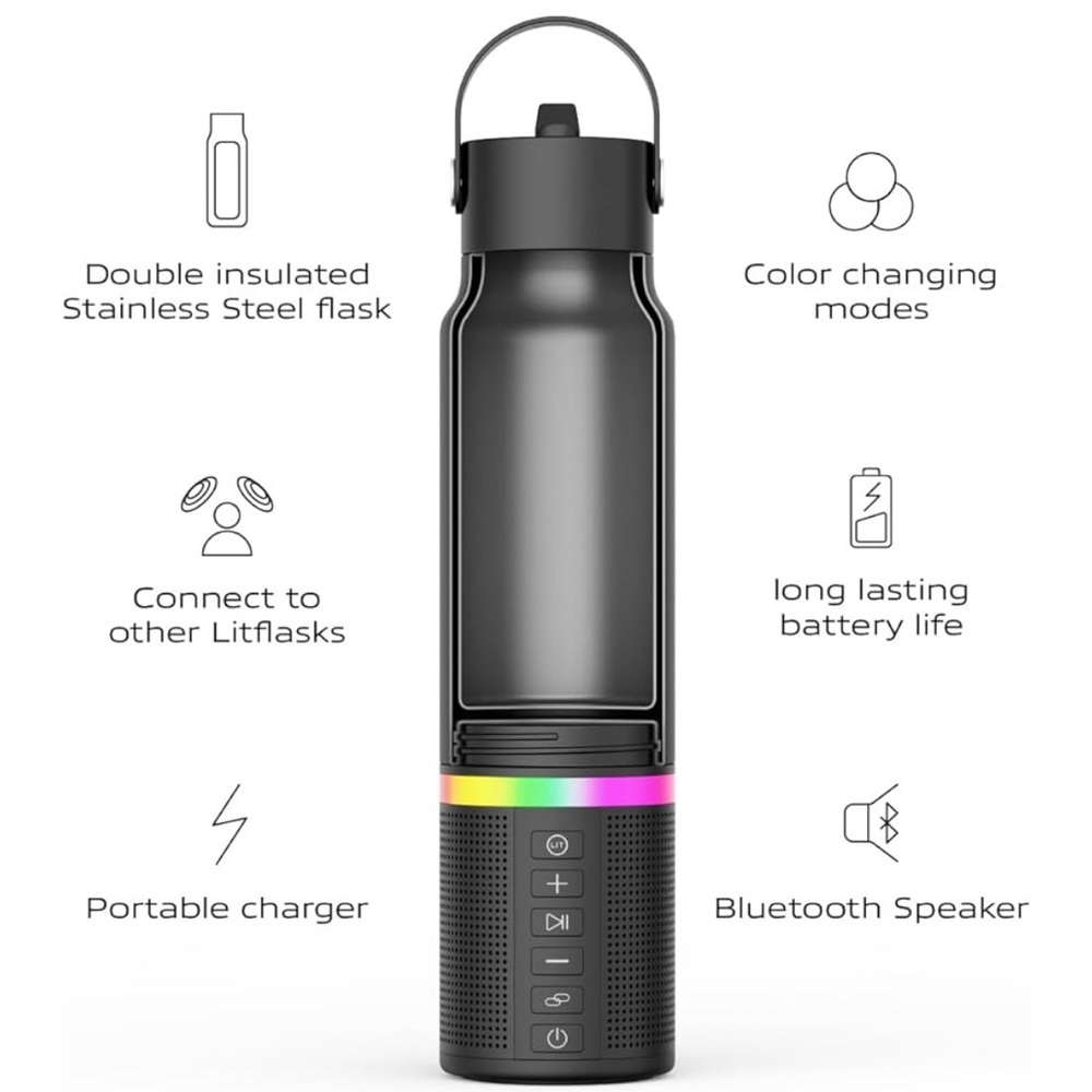 Liteflask Smart Water Bottle with Speaker